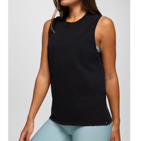 Prana Everyday Tank Womens S Black Vintage Wash Standard Fit Regenerative Cotton - Picture 1 of 9